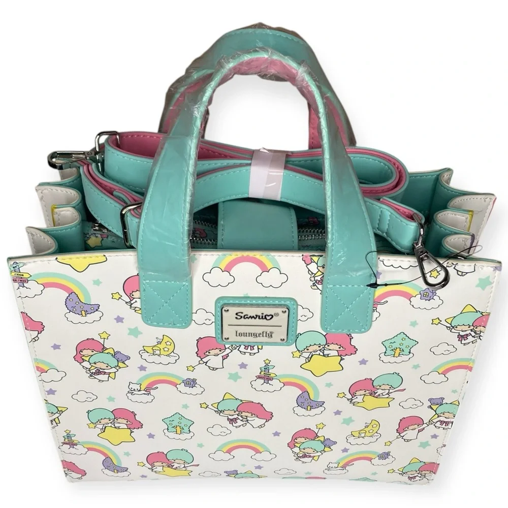 Loungefly Sanrio Little Twin Stars Rainbow Print Crossbody Wallet - Picture 3 of 16